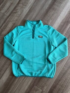 L.L.Bean Women's Size M Aqua Heather Airlight Knit Pullover Snap Quilted Outdoor